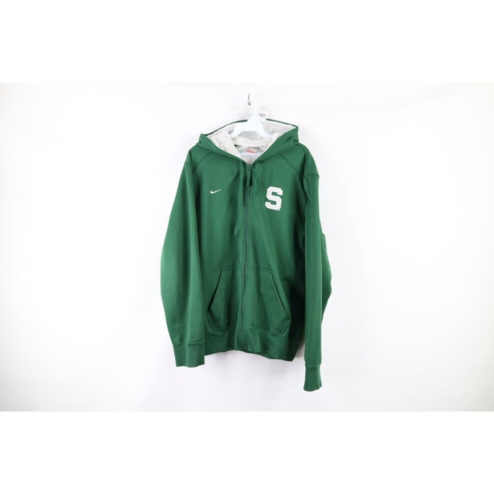 Vintage Nike M Thrashed Mini Swoosh Michigan State University Full Zip Hoodie